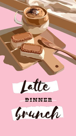 Designvorlage Illustration of Latte and Cookies für Instagram Video Story