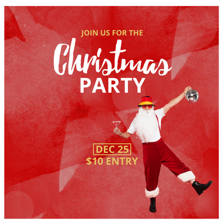 Christmas Party Announcement with Funny Santa Instagram Modelo de Design
