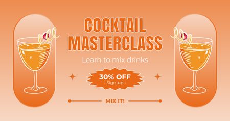 Cocktail Master Class with Drink Mixing Training Facebook AD Design Template