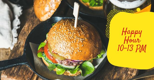 Modèle de visuel Fast Food menu Tasty burger - Facebook AD