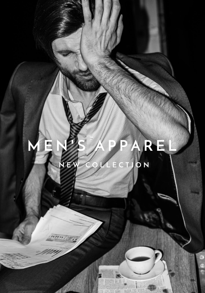 Designvorlage Man in Stylish Suit with Coffee für Poster 28x40in