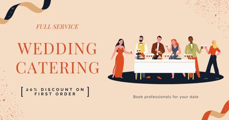 Ad of Wedding Catering with People on Celebration Facebook AD Design Template