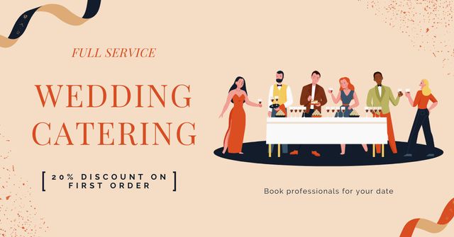 Ad of Wedding Catering with People on Celebration Facebook AD Modelo de Design