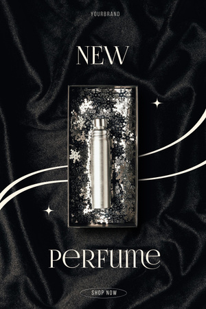 New Fragrance Announcement with Silver Glitter Pinterest Tasarım Şablonu