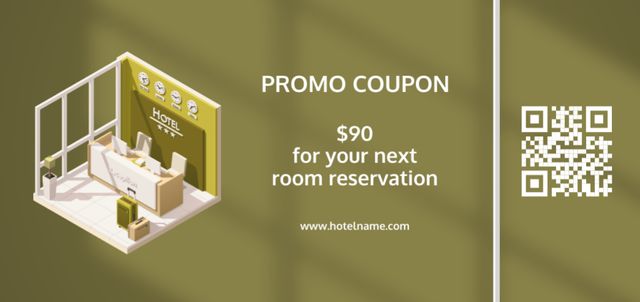 Template di design Promo Voucher for Next Hotel Booking Coupon Din Large