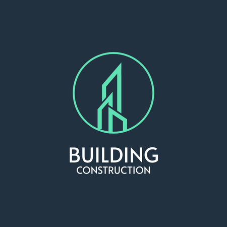 Image of Building Company Emblem in Circle Logo 1080x1080px – шаблон для дизайна