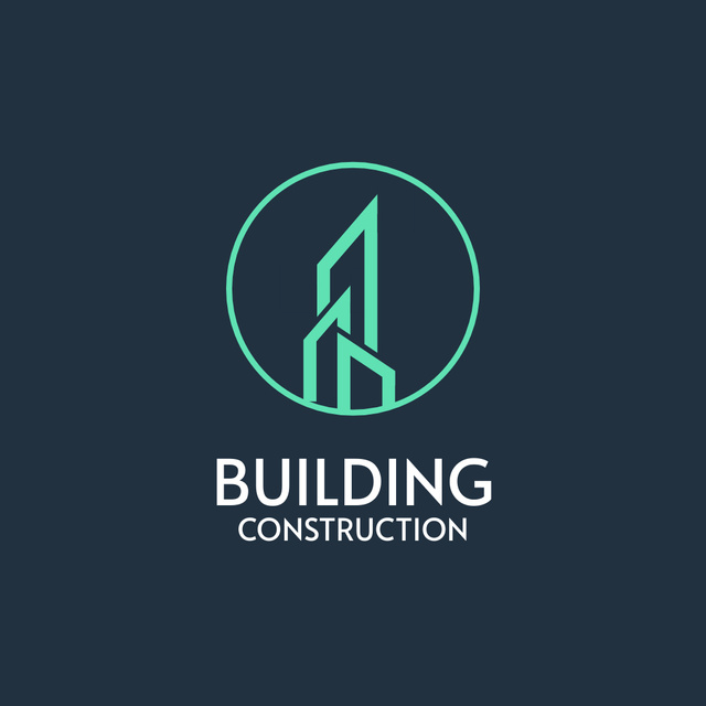 Image of Building Company Emblem in Circle Logo 1080x1080px Design Template