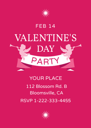 Valentine's Day Party Announcement With Cupids Invitation Design Template