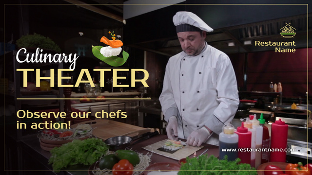 Designvorlage Mouthwatering Sushi In Open Kitchen Restaurant für Full HD video