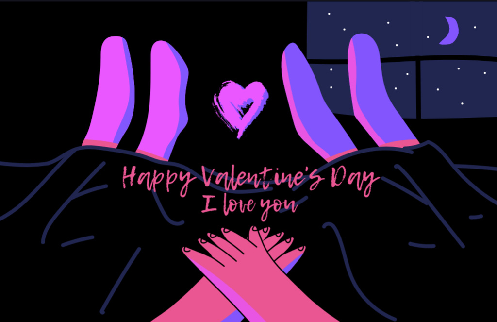 Plantilla de diseño de Handwriten Congratulations on Valentine's Day Holiday with Couple in Love Thank You Card 5.5x8.5in 