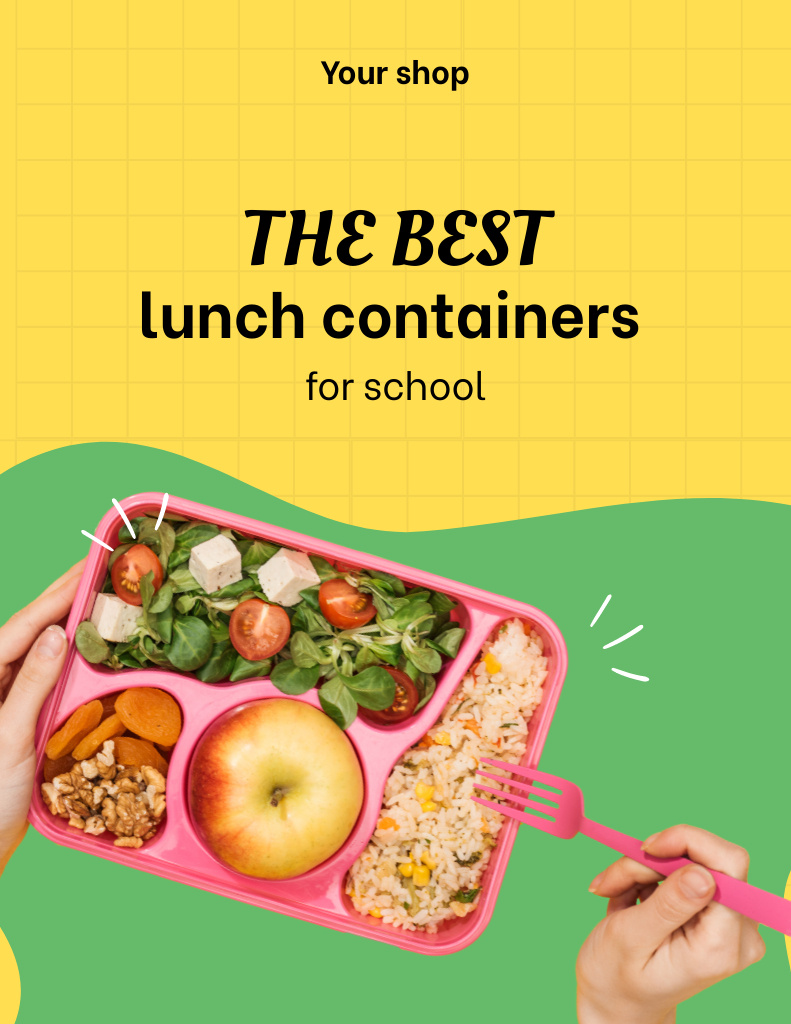 Satisfying School Food Offer Online In Containers Flyer 8.5x11in Πρότυπο σχεδίασης