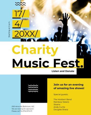 Platilla de diseño Charity Music Fest Invitation Crowd at Concert Poster 22x28in
