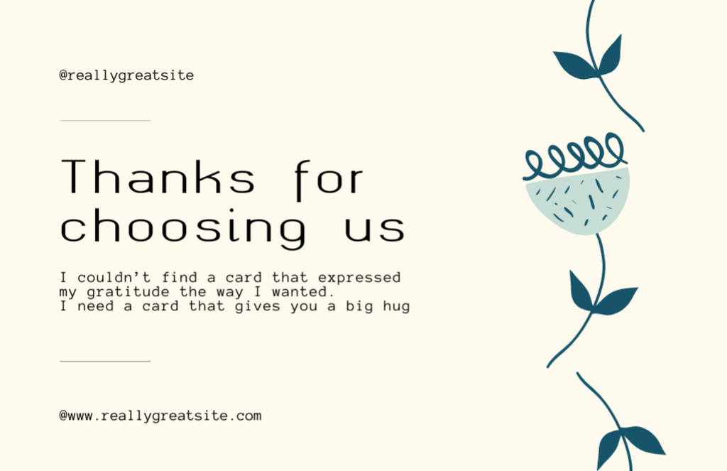Plantilla de diseño de Thanks For Choosing Us Letter with Doodle Plant Sprigs Thank You Card 5.5x8.5in 