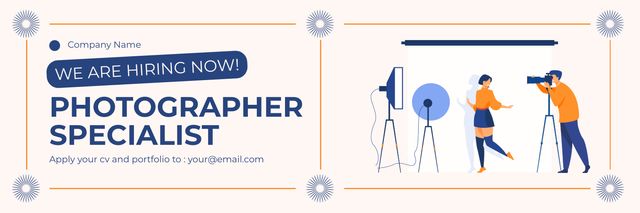 Ontwerpsjabloon van Twitter van Excellent Job Opportunity For Photographer Specialist Offer