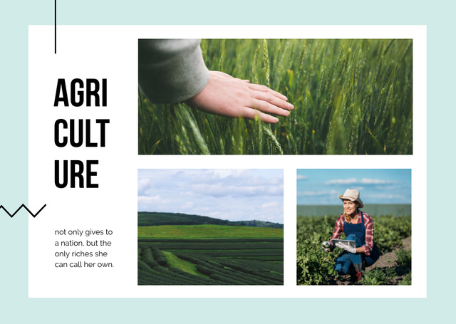 Farming Quote with Collage Postcard Design Template