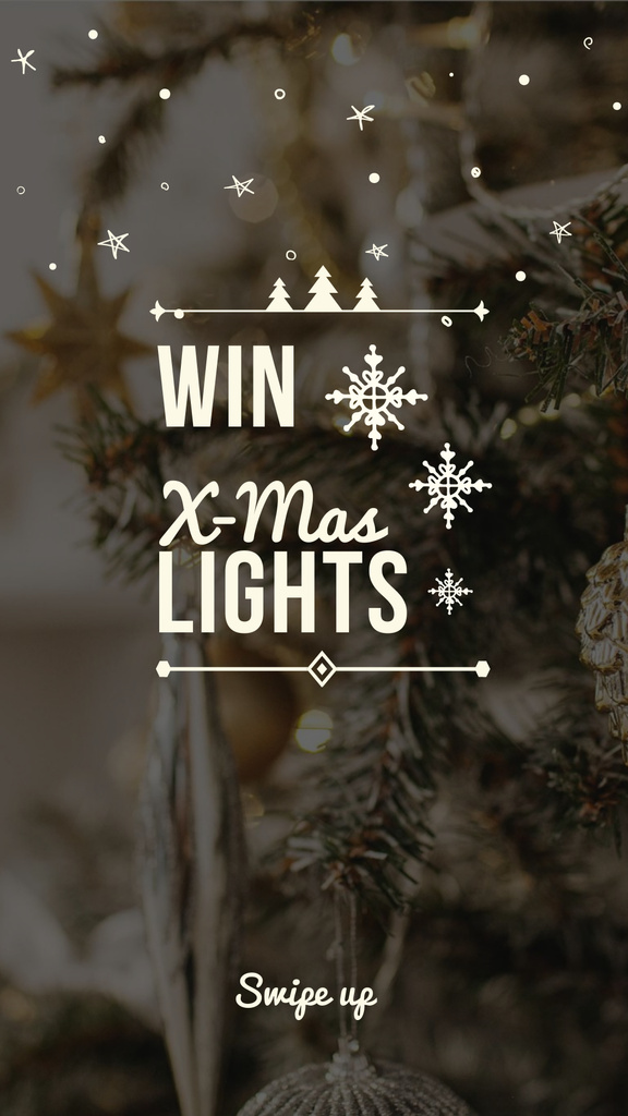 Ontwerpsjabloon van Instagram Story van Christmas Lights Special Offer with Festive Tree