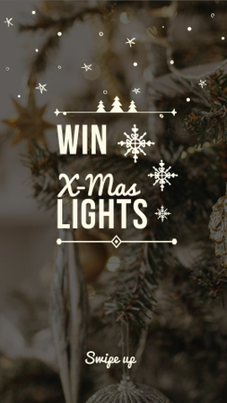 Modèle de visuel lumières de noël offre spéciale avec arbre festif - Instagram Story