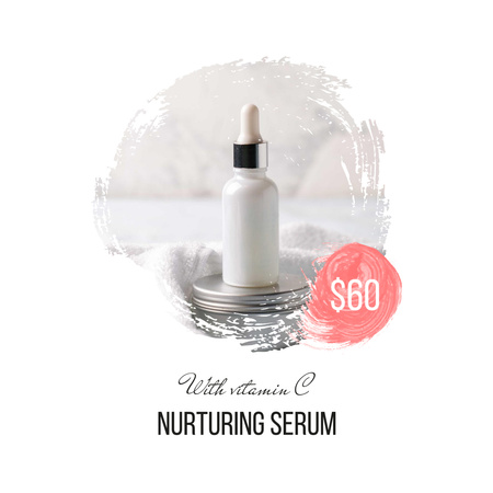 Modèle de visuel Skincare product ad with serum in bottle - Instagram