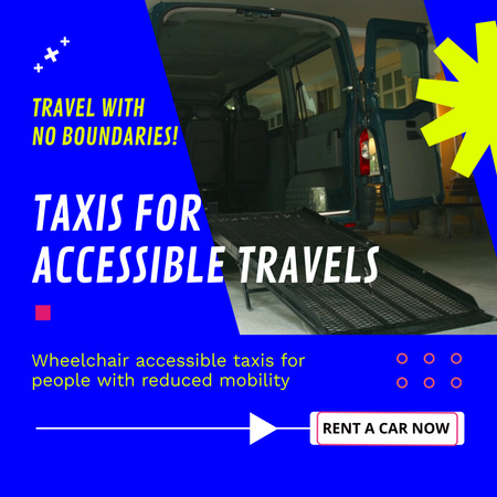 Ontwerpsjabloon van Animated Post van Aanbieding taxi's voor toegankelijke reizen