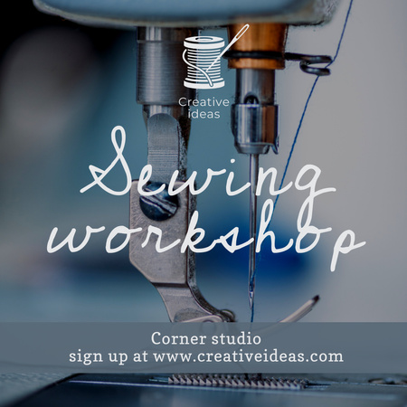 Sewing Workshop Ad Tailor at Sewing Machine Instagram Design Template
