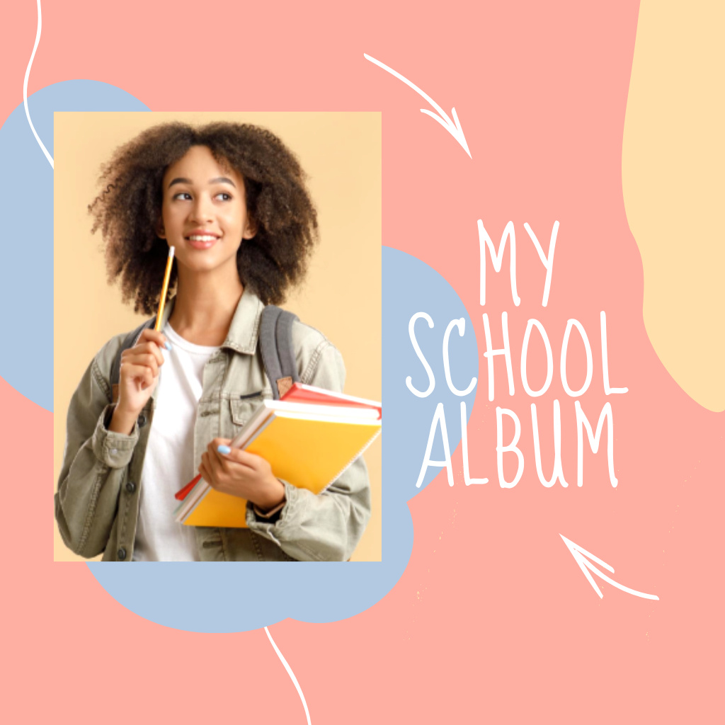Elegant School Graduation Picture Diary with Teenage Girl Photo Book – шаблон для дизайну