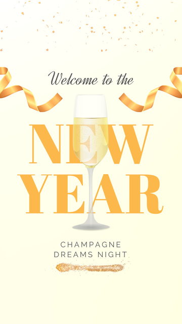 Spectacular New Year Champagne Night Party Instagram Video Story Modelo de Design