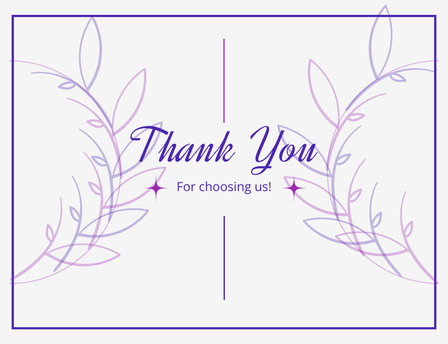 Thank You For Choosing Us Message with Minimalistic Sketch Thank You Card 5.5x4in Horizontal Πρότυπο σχεδίασης