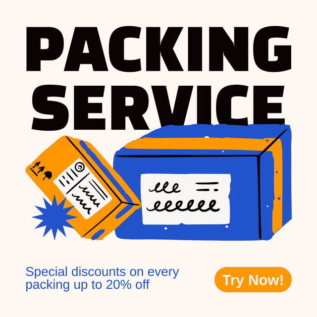 Designvorlage Ad of Packing Services with Boxes für Instagram AD