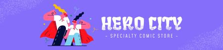 Comics Store Ad with Superheroes Ebay Store Billboard Design Template