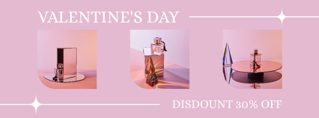 Plantilla de diseño de Valentine's Day Perfume Sale Collage Facebook cover 