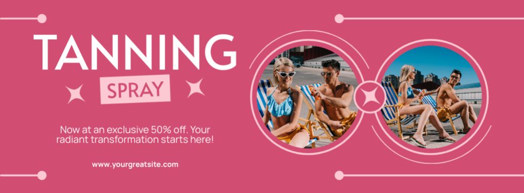 Modèle de visuel Tanning Spray Promo on Pink - Facebook cover