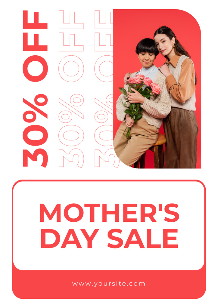 Stylish Daughter and Mom with Flowers on Mother's Day Poster Design Template