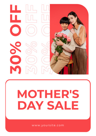 Stílusos lánya és anya virágokkal anyák napján Poster tervezősablon