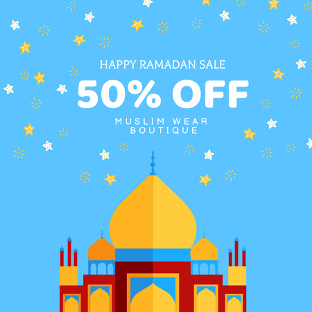 Ramadan Discount Announcement for Muslim Clothes Instagram Design Template