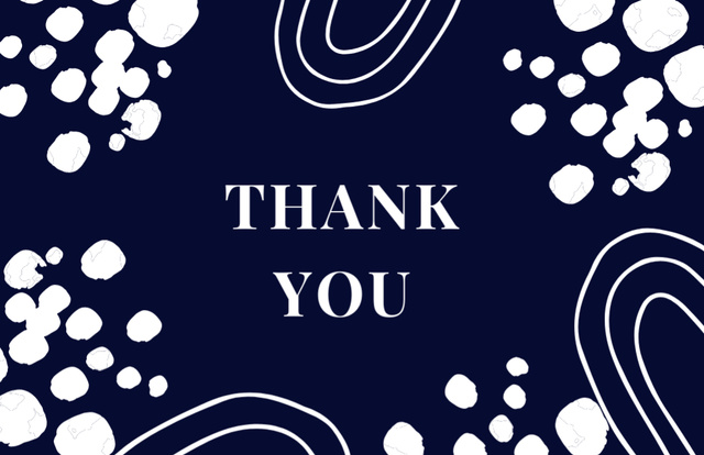 Platilla de diseño Cute Thankful Phrase in Blue Abstract Pattern Thank You Card 5.5x8.5in