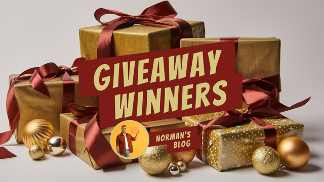 Blog Giveaway Promotion Presents in Golden Youtube Thumbnail Design Template