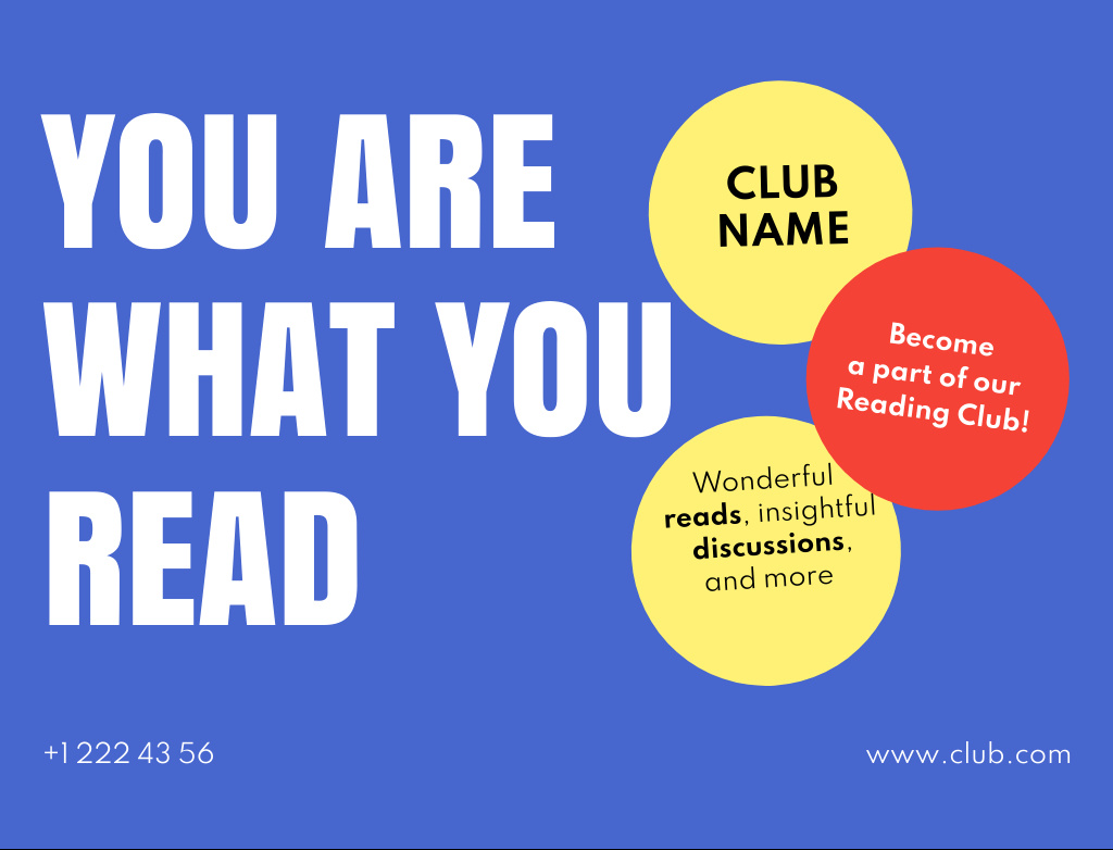 Template di design Reading Club Promotion with Motivational Phrase Postcard 4.2x5.5in