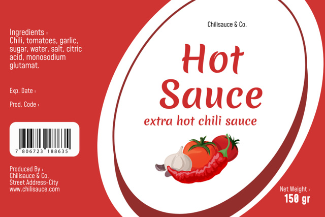 Hot Chili Sauce on Red Labelデザインテンプレート