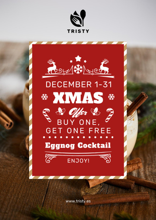 Christmas Drinks Offer with Glasses with Eggnog Flayer Design Template