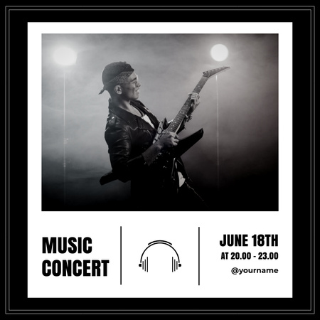 Реклама музыкального концерта с гитаристом Instagram – шаблон для дизайна
