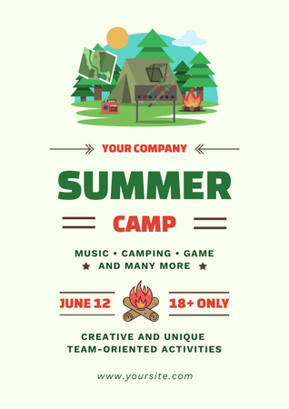 Summer Camping Invitation Poster Design Template