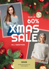 Christmas Sale Announcement with Women in Warm Sweaters