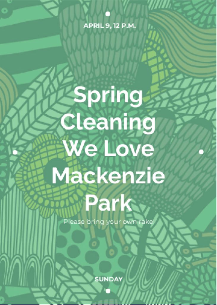 Template di design Spring Cleaning Event Invitation Green Floral Texture Invitation