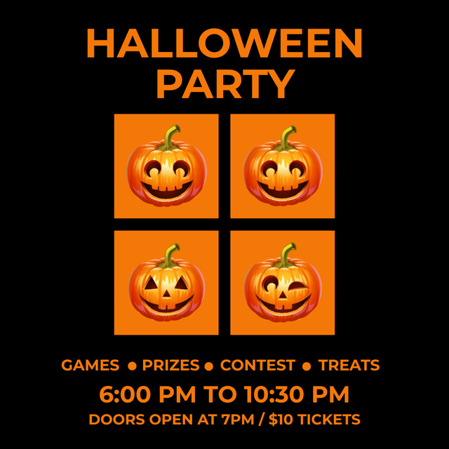Exhilarating Halloween Party Promotion With Pumpkins Instagram Design Template