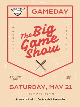 Baseball Game Event Announcement Poster US Πρότυπο σχεδίασης