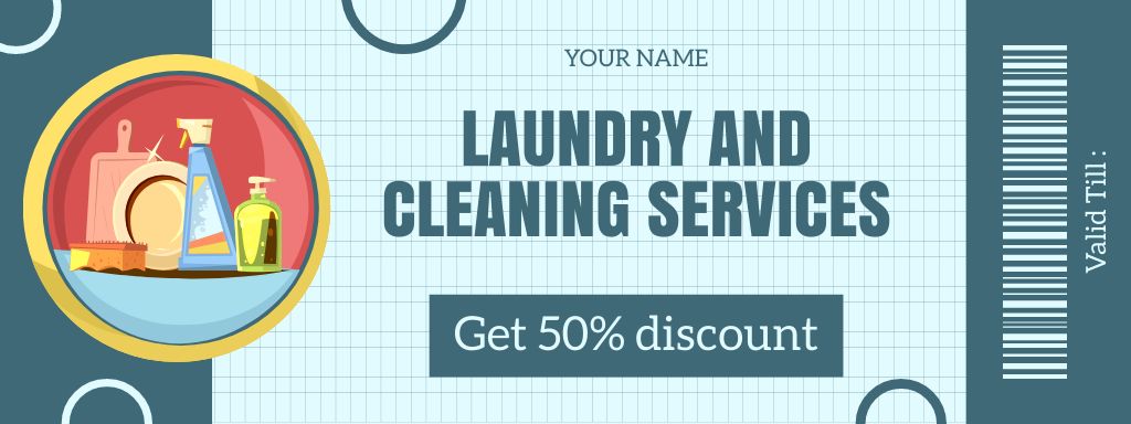Offer of Laundry and Cleaning Services Coupon Design Template