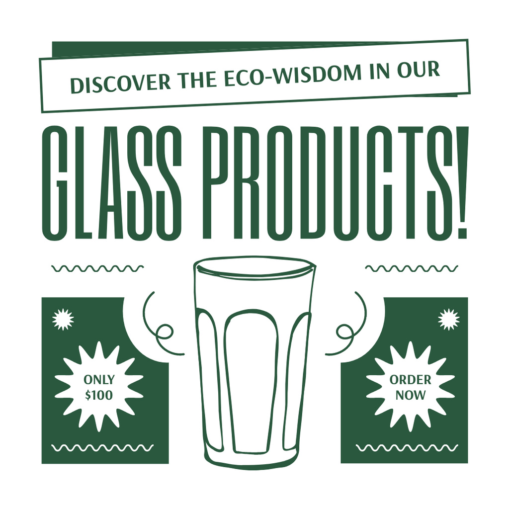 Fixed Price For Eco Glass Drinkware Offer Instagram tervezősablon