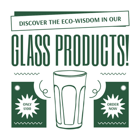 Fixed Price For Eco Glass Drinkware Offer Instagram Design Template