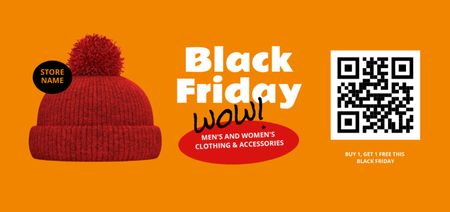 Warm Clothes Sale on Black Friday with Stylish Hat Coupon Din Large Design Template