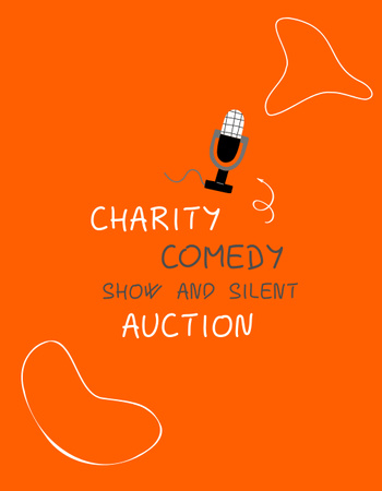 Ontwerpsjabloon van T-Shirt van Aankondiging liefdadigheidsveiling en comedyshow
